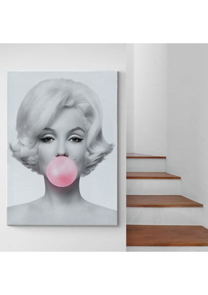 Marilyn Monroe Pembe Kabarcık Sakızlı Dekoratif Kanvas TABLO-5108-3