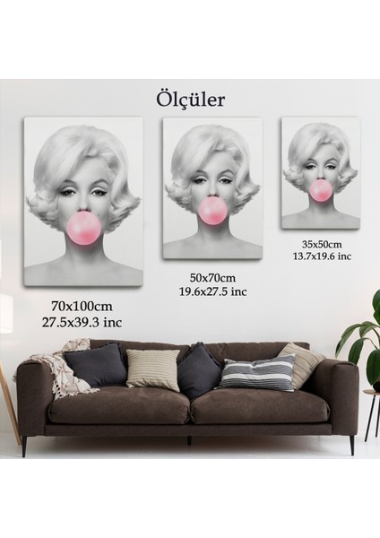 Marilyn Monroe Pembe Kabarcık Sakızlı Dekoratif Kanvas TABLO-5108-3