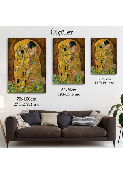 Gustav Klimt'in The Kiss Isimli Eseri Kanvas TABLO-5128