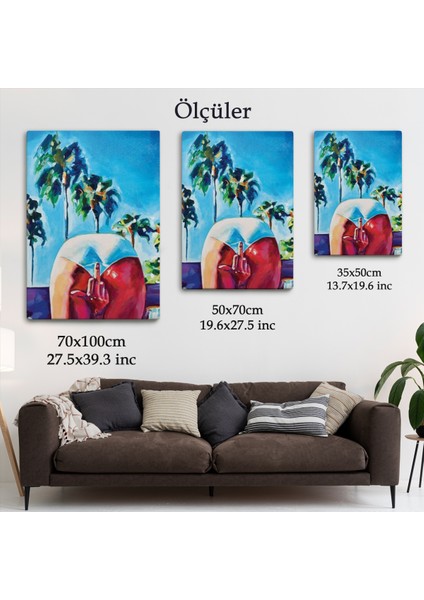 Bacaklarının Arasından Orta Parmak Işareti Yapan Kadın TABLOSU-6082