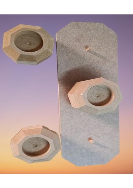 Hobi Adn Dekoratif Sekizgen Mumluk Ahşap Mdf Ham Cnc Kesim Model El Yapım