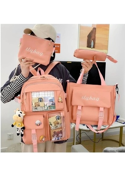 4 Parça Büyük Kapasiteli Okul Çantası Seti - Mavi (Yurt Dışından) fiyatları