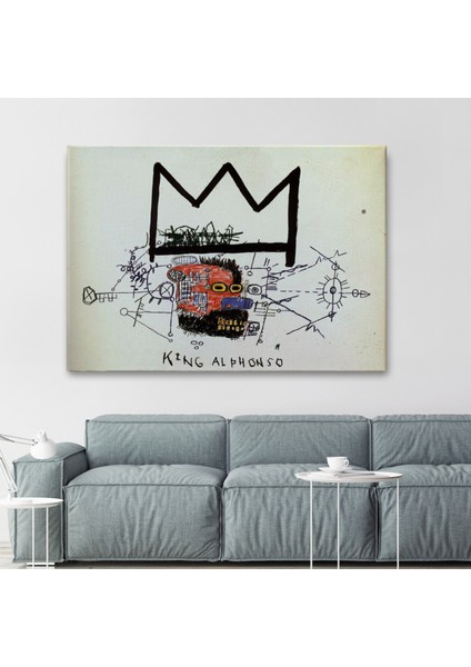 Jean Michel Basquiat'in Kral Alphonso Isimli Eseri Kanvas TABLO-5015