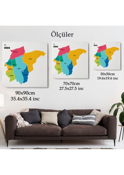 Düzce Ili ve Ilçeler Haritası Dekoratif Kanvas Tablo 1324 indirimleri