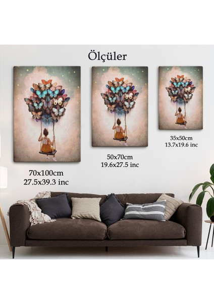 Kelebeklerin Uçurduğu Kız Çocuğu Duvar TABLOSU-6094