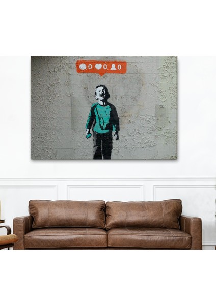 Bansky Takipçisi Olmadığı Için Ağlayan Sosyal Medya Cocugu Kanvas TABLO-5021