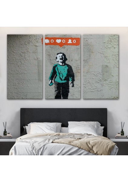 Bansky Takipçisi Olmadığı Için Ağlayan Sosyal Medya Cocugu Kanvas TABLO-5021