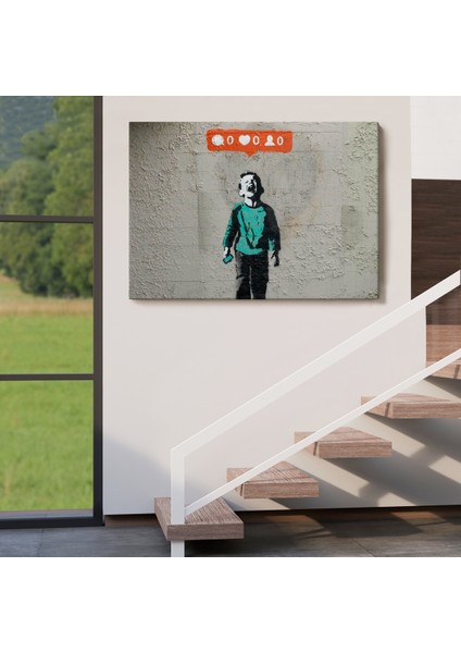 Bansky Takipçisi Olmadığı Için Ağlayan Sosyal Medya Cocugu Kanvas TABLO-5021