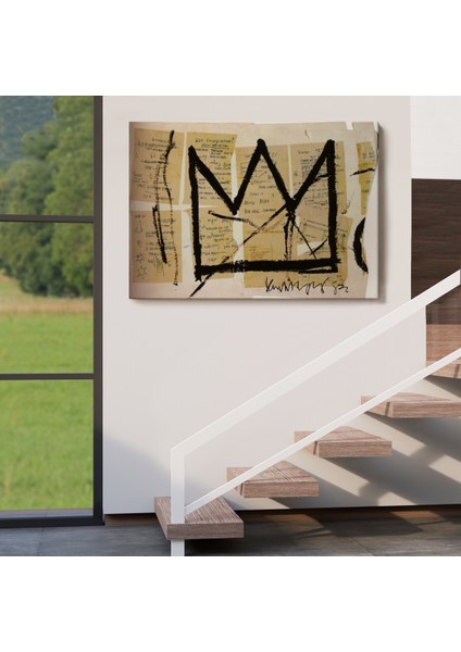 Jean Michel Basquiat Notlar ve Taç Eseri Kanvas TABLO-5001