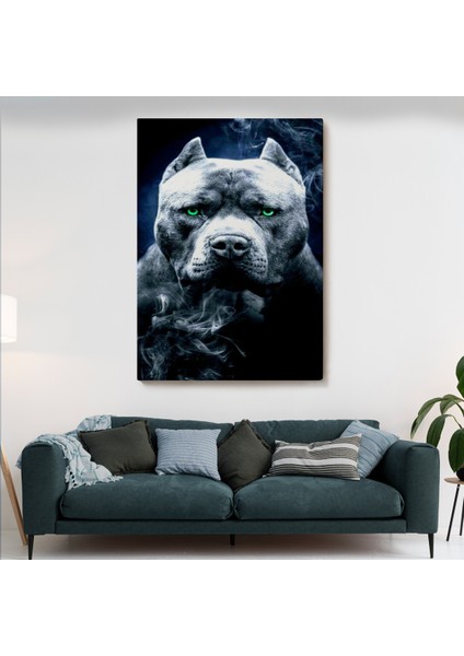 Pit Bull Yeşil Gözlü Amerikan Bully Köpek Kanvas TABLO-5259