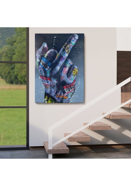 El Hareketi Hip Hop Posteri, Orta Parmak Hareketi Sokak Sanatı, Kanvas TABLO-5315
