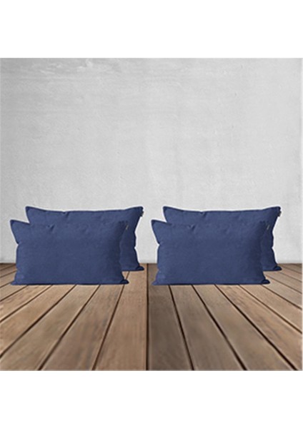 4'lü Kadife Dokulu Kırlent Kılıfı Mavi