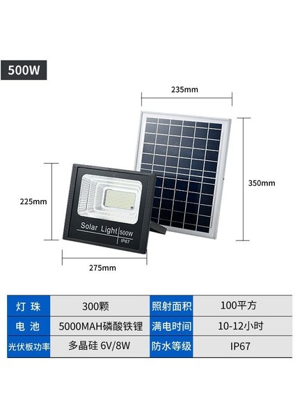 Güneş Enerjili Bahçe Lambası Açık Sokak Lambası LED500W (Yurt Dışından)