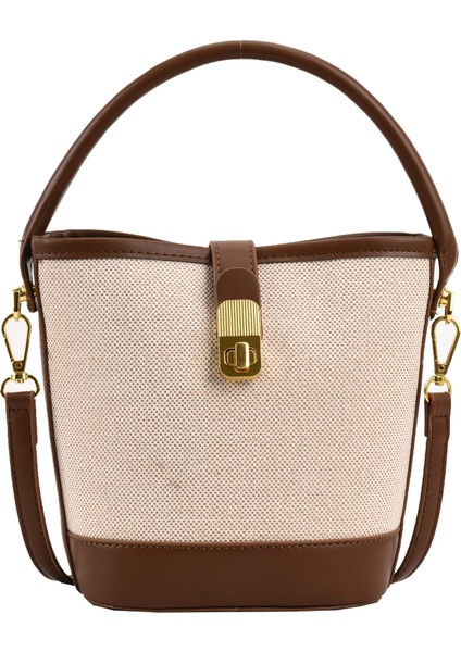 Kanvas Omuz Çantası Gündelik Çok Yönlü Moda Crossbody Kova Çantası (Yurt Dışından)