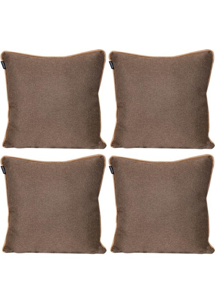 4'lü İsle Keten Görünümlü Fitilli Kırlent Kılıfı Kahverengi fırsatları