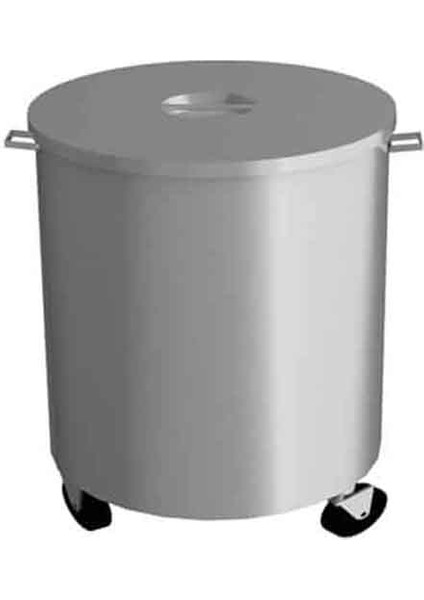Emp.cy.01 Tekerlekli Yuvarlak Çöp Kovası Inox