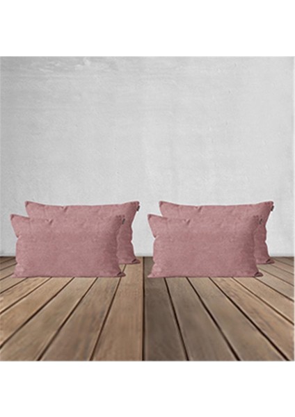 4'lü Kadife Dokulu Kırlent Kılıfı Pembe indirimleri