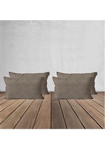 4'lü Kadife Dokulu Kırlent Kılıfı Vizon