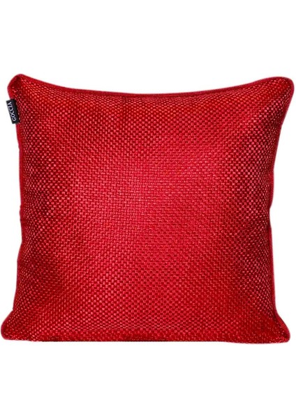 4'lü Hasır Dokulu Fitilli Çift Taraflı Kırlent Kılıf Acık Kırmızı