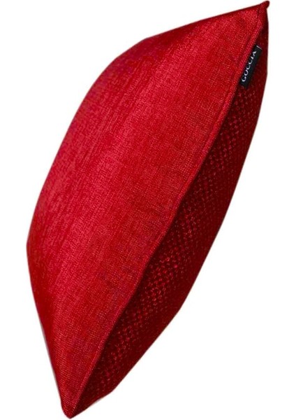 4'lü Hasır Dokulu Fitilli Çift Taraflı Kırlent Kılıf Acık Kırmızı