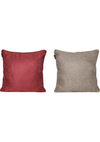 2'lı Hasır Dokulu Fitilli Çift Taraflı Kırlent Kılıfı Krem-Kırmızı fırsatları