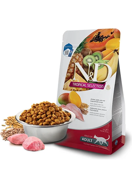 Tropical Selection Tavuklu ve Tropikal Meyveli Yetişkin Kedi Maması 4+1 kg