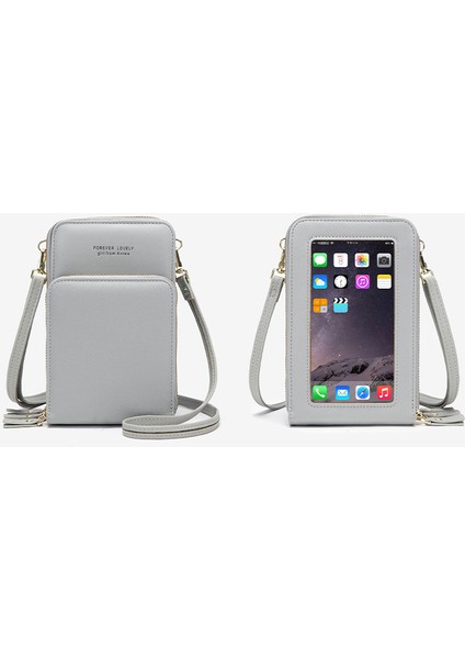 Deri Cep Telefonu Çantası Büyük Kapasiteli Dokunmatik Ekran Bozuk Para Cüzdanı Kadın Crossbody Çanta (Yurt Dışından)