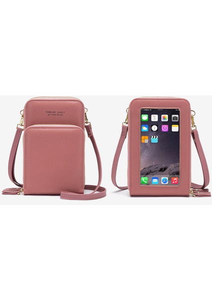 Deri Cep Telefonu Çantası Büyük Kapasiteli Dokunmatik Ekran Bozuk Para Cüzdanı Kadın Crossbody Çanta (Yurt Dışından)