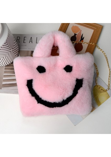 Gülen Yüz Peluş Çanta Kadın Çanta Sevimli Peluş Gülen Yüz Çanta (Yurt Dışından)