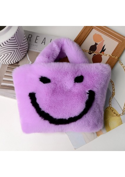 Gülen Yüz Peluş Çanta Kadın Çanta Sevimli Peluş Gülen Yüz Çanta (Yurt Dışından)