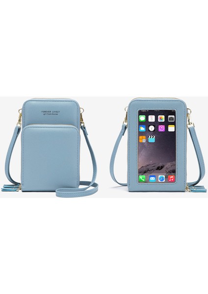 Deri Cep Telefonu Çantası Büyük Kapasiteli Dokunmatik Ekran Bozuk Para Cüzdanı Kadın Crossbody Çanta (Yurt Dışından)