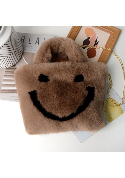 Gülen Yüz Peluş Çanta Kadın Çanta Sevimli Peluş Gülen Yüz Çanta (Yurt Dışından)