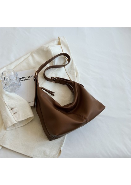 Retro Gündelik Crossbody Çanta Yumuşak Omuz Kova Çantası (Yurt Dışından)