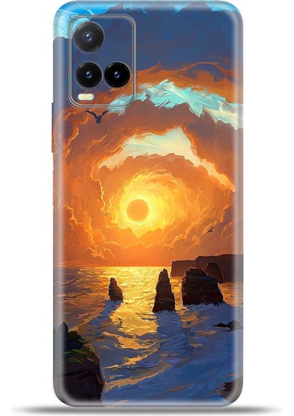 Vivo Y32 Kılıf Esnek Silikon Kamera Koruma 4K Desenli Özel Tasarım - Gündoğumu