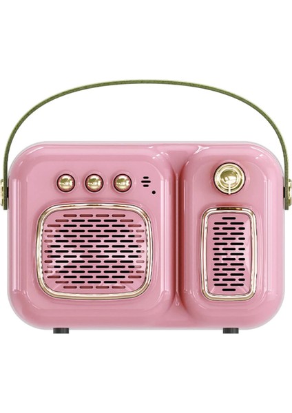 Mini Taşınabilir Hoparlör, Net Stereo ile Sevimli Kablosuz Bluetooth Hoparlör, Dahili Mikrofon, Seyahat Dış Mekan Ev Ofis Için Retro Hoparlör (Pembe) (Yurt Dışından)