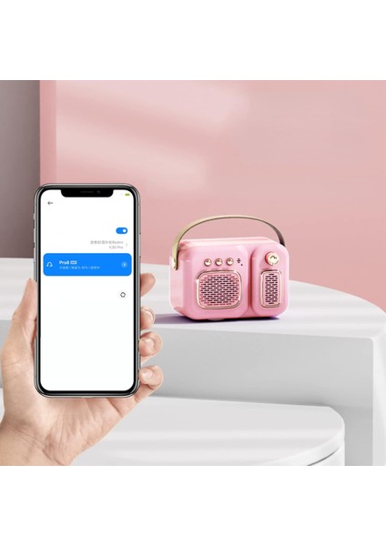 Mini Taşınabilir Hoparlör, Net Stereo ile Sevimli Kablosuz Bluetooth Hoparlör, Dahili Mikrofon, Seyahat Dış Mekan Ev Ofis Için Retro Hoparlör (Pembe) (Yurt Dışından)