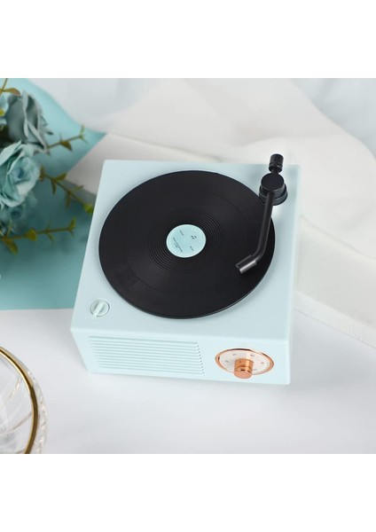 Eski Moda Klasik Vinil Plak Çalar Tarzı Bluetooth Hoparlör Mavi Taşınabilir Stereo Ses Kızlar Için Sevimli Görünümlü Hediye Bas Geliştirme Yüksek Ses Hoparlörü (Yurt Dışından)