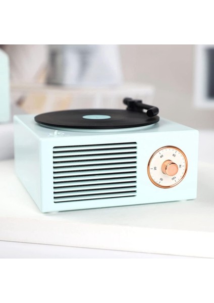 Eski Moda Klasik Vinil Plak Çalar Tarzı Bluetooth Hoparlör Mavi Taşınabilir Stereo Ses Kızlar Için Sevimli Görünümlü Hediye Bas Geliştirme Yüksek Ses Hoparlörü (Yurt Dışından)