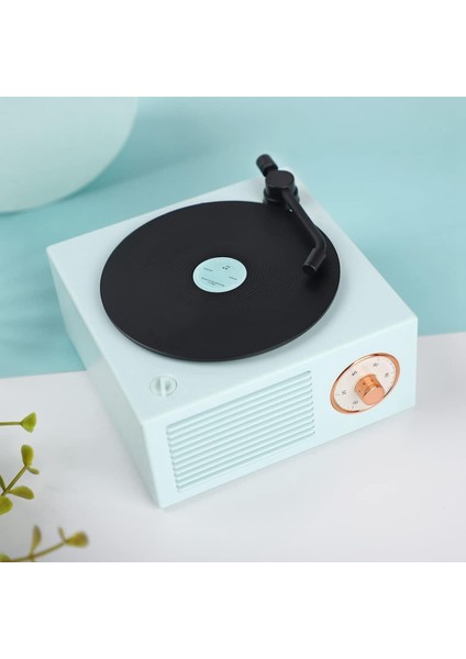 Eski Moda Klasik Vinil Plak Çalar Tarzı Bluetooth Hoparlör Mavi Taşınabilir Stereo Ses Kızlar Için Sevimli Görünümlü Hediye Bas Geliştirme Yüksek Ses Hoparlörü (Yurt Dışından)