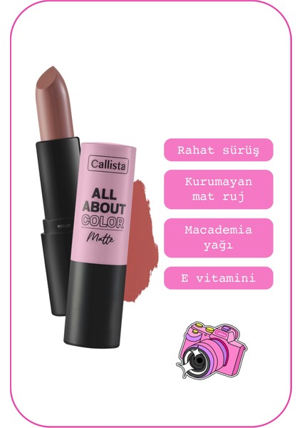 Callista All About Color Matte Lipstick Mat Görünümlü Ruj 507 Kiss Me More - Nude