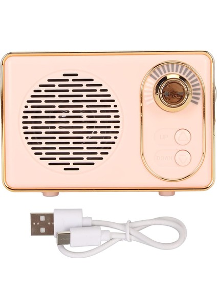 Şarj Edilebilir Eski Bluetooth Hoparlör, Retro Bluetooth 5.0 Hoparlör, Mini Bluetooth Hoparlör Hafıza Kartı Aux USB Kamp Partisi Hediyesi Için Şarj Edilebilir Mp3 Çalar (Pembe) (Yurt Dışından)