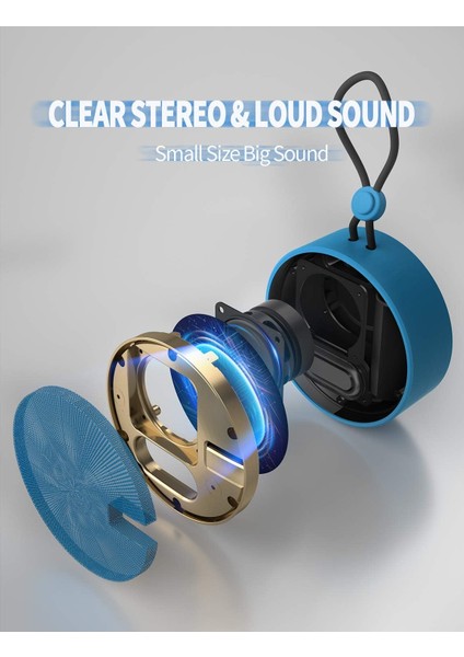 Taşınabilir Ipx7 Suya Dayanıklı Bluetooth Hoparlör, Kablosuz Dış Mekan Hoparlörü Duş Hoparlörü, Hd Sesli, Destek Tf Kartı, Vantuz, 12H Çalma Süresi, Kano, Tekne Gezisi, Yürüyüş (Do (Yurt Dışından) indirimleri