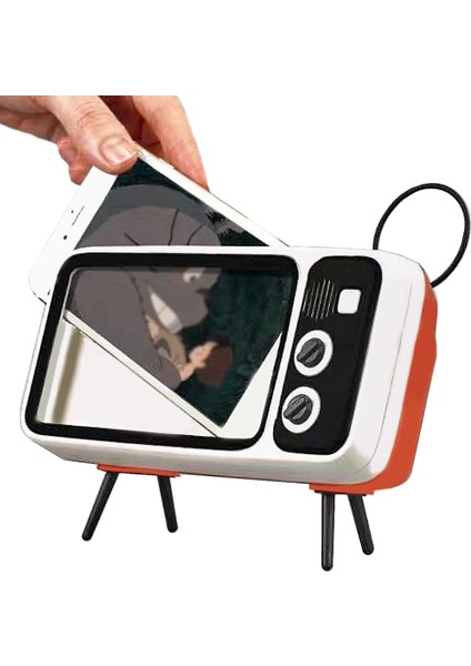 Hoparlörlü Telefon Standı Retro Dekor, Taşınabilir Bluetooth Hoparlörler Telefon Tutacağı Eski Dekor, Evrensel Samsung iPhone Huawei Oneplus (Beyaz) (Yurt Dışından)