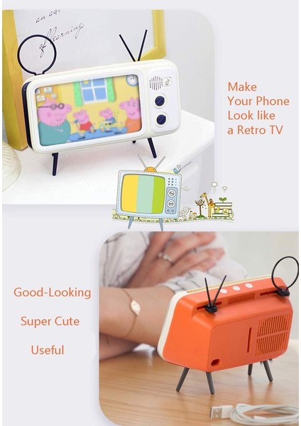 Hoparlörlü Telefon Standı Retro Dekor, Taşınabilir Bluetooth Hoparlörler Telefon Tutacağı Eski Dekor, Evrensel Samsung iPhone Huawei Oneplus (Beyaz) (Yurt Dışından) modelleri