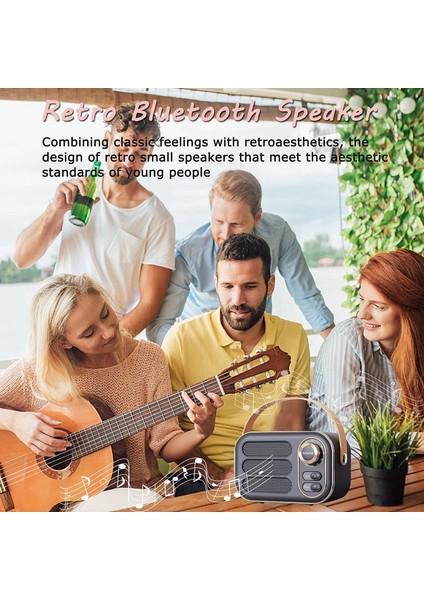Retro Bluetooth Hoparlör, Yüksek Ses Seviyesine Sahip Vintage Taşınabilir Kablosuz Bluetooth Hoparlörler Bluetooth 5.0 Desteği Tf Kartı U Disk Aux Girişi Eski Stil Mutfak Yatak Oda (Yurt Dışından)