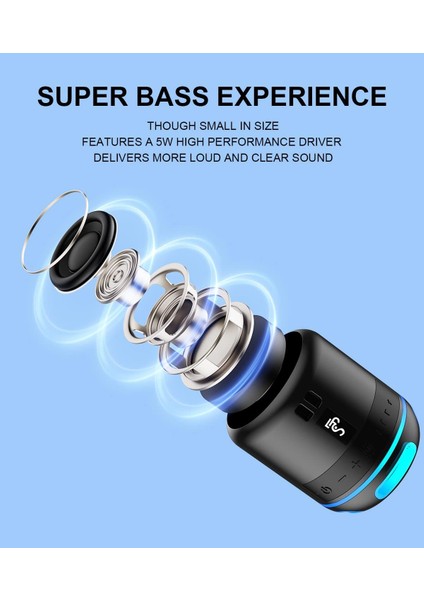 Küçük Bluetooth Hoparlörler Taşınabilir Kablosuz Hoparlör Mini Hoparlör, Tws Eşleştirme, Rgb Işıklar, 15H Çalma Süresi, Ev, Duş, Seyahat, Bisiklet Için Su Geçirmez Plaj Hoparlörü (Yurt Dışından)