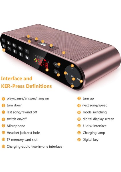 Bluetooth Hoparlör,fm Radyo Çalar,mp3 Çalar Hd Ses, Dahili Mikrofon, Yüksek Çözünürlüklü Ses ve Gelişmiş Bas Özellikli Stereo Taşınabilir Kablosuz Hoparlör Sürücüleri(Siyah) (Pembe (Yurt Dışından) fırsatları