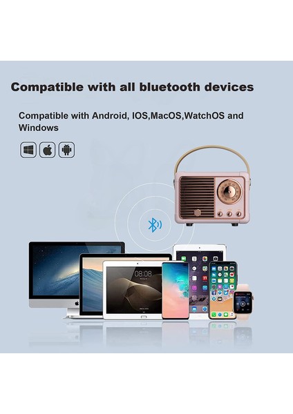 Retro Bluetooth Hoparlör, Vintage Dekor, Küçük Kablosuz Bluetooth Hoparlör, Mutfak Masası Için Sevimli Eski Moda Stil Yatak Odası Ofis Partisi Android/ios Cihazları Için Açık Hava (Yurt Dışından)