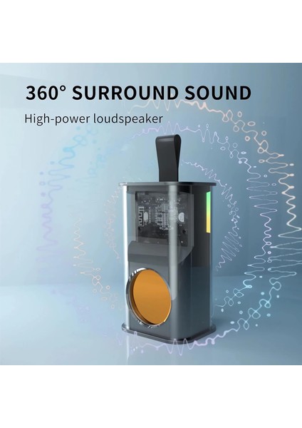 Şeffaf Kablosuz Bluetooth Hoparlör, Ayarlanabilir Renkli Işık Stereo Sesli Taşınabilir Bluetooth Hoparlör, Bluetooth 5.0, 4h Çalma Süresi, Parti Kampı Için Taşınabilir Kablosuz Hop (Yurt Dışından)