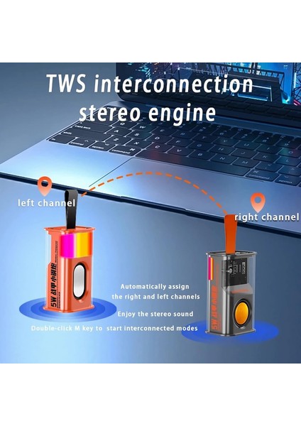 Şeffaf Kablosuz Bluetooth Hoparlör, Ayarlanabilir Renkli Işık Stereo Sesli Taşınabilir Bluetooth Hoparlör, Bluetooth 5.0, 4h Çalma Süresi, Parti Kampı Için Taşınabilir Kablosuz Hop (Yurt Dışından)